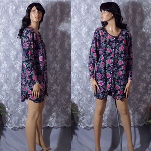 Vintage 90s Sleep Shirt 1990s Floral Victoria's Secret Gold LabelSize Medium M/L